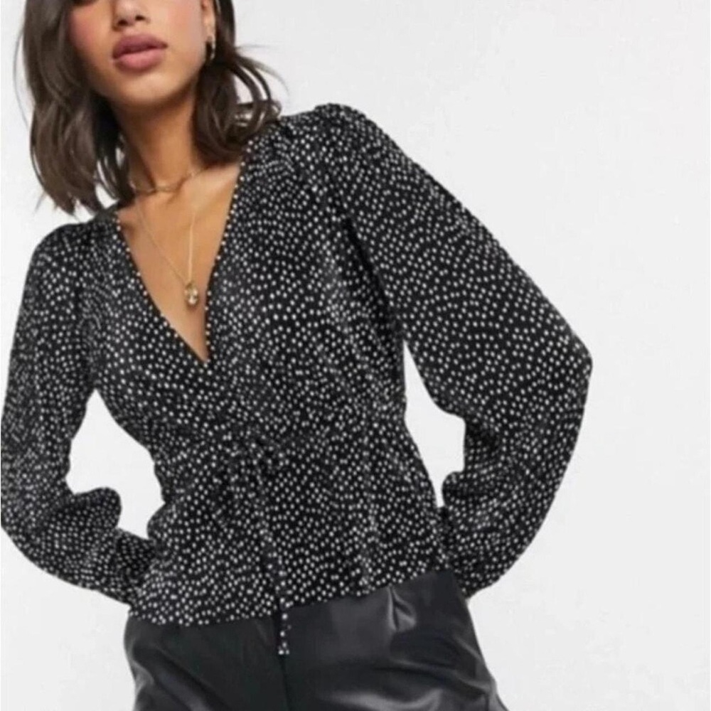 Zara Black & White Polka Dot Printed Blouse